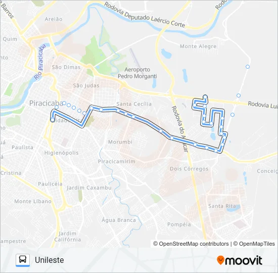 210 UNILESTE / CENTRO Bus Line Map