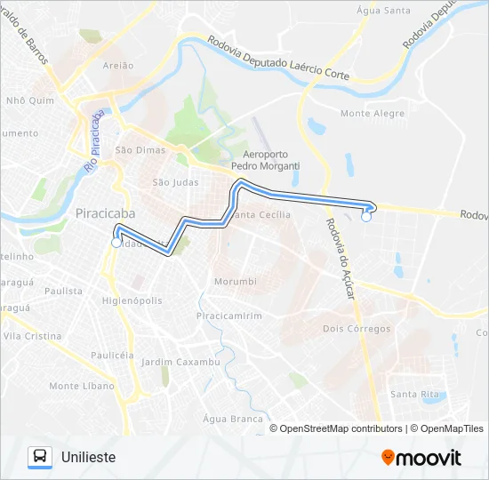 210 UNILESTE / CENTRO Bus Line Map