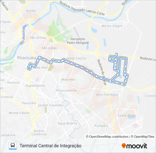 210 UNILESTE / CENTRO Bus Line Map