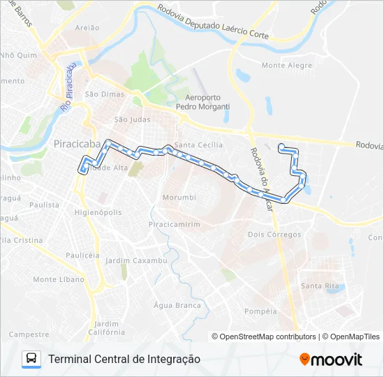 210 UNILESTE / CENTRO Bus Line Map