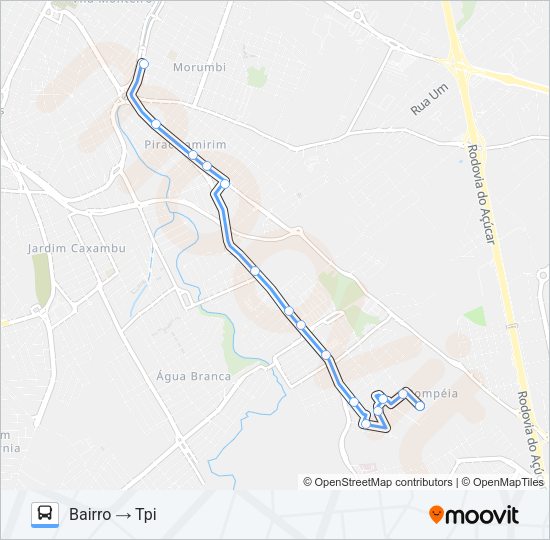 Mapa da linha 220 SOL NASCENTE / TCI VIA TPI de ônibus
