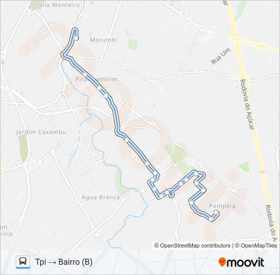 Mapa da linha 220 SOL NASCENTE / TCI VIA TPI de ônibus