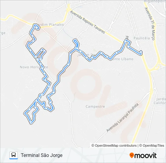 826 NOVO HORIZONTE - TPA / TSJ Bus Line Map