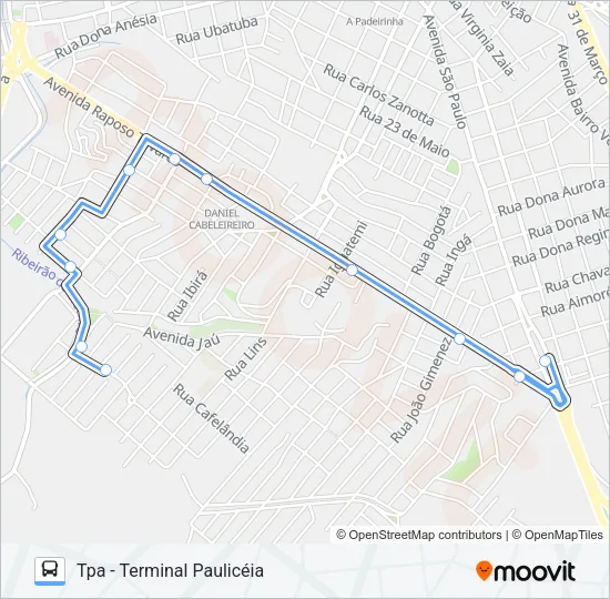 323 JARDIM ITAPUÃ VIA RUA INGÁ Bus Line Map