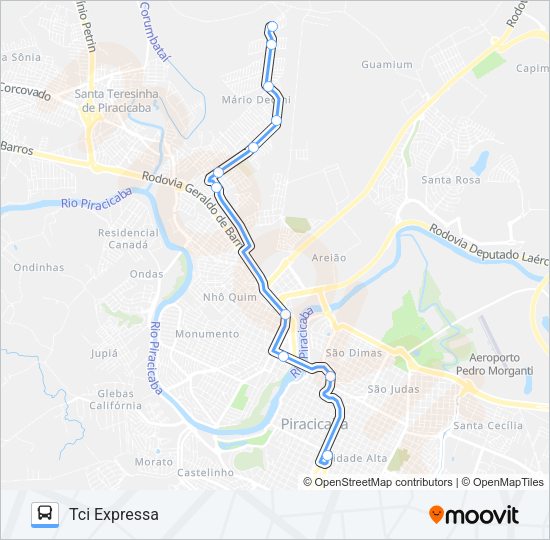 Mapa da linha 126 BOSQUES DO LENHEIRO de ônibus