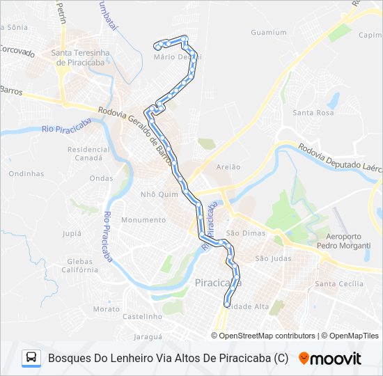 Mapa da linha 126 BOSQUES DO LENHEIRO de ônibus