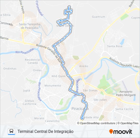 Mapa da linha 126 BOSQUES DO LENHEIRO de ônibus