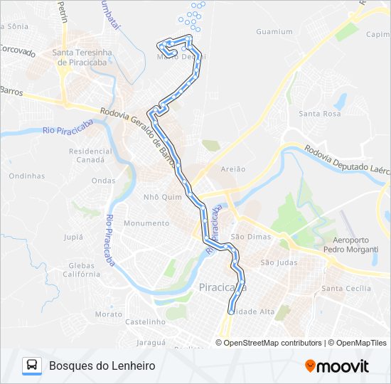Mapa da linha 126 BOSQUES DO LENHEIRO de ônibus