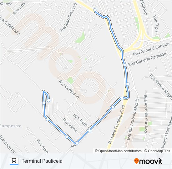 Mapa da linha 319 JARDIM COSTA RICA de ônibus