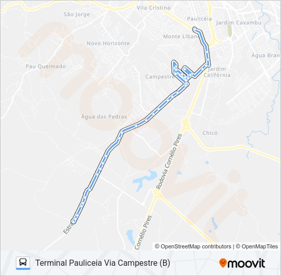 Mapa da linha 319 JARDIM COSTA RICA de ônibus