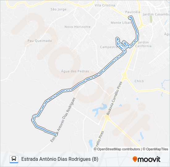 Mapa da linha 319 JARDIM COSTA RICA de ônibus