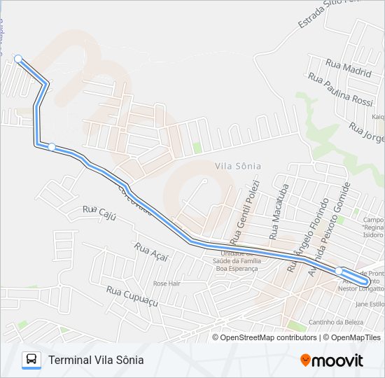 Mapa da linha 414 RESIDENCIAL PIRACICABA de ônibus