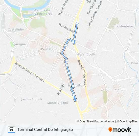 301 PAULICÉIA / TCI Bus Line Map