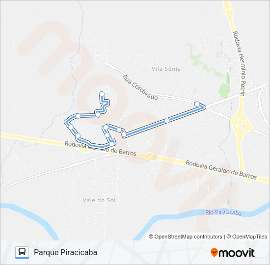 402 PARQUE PIRACICABA / TVS Bus Line Map