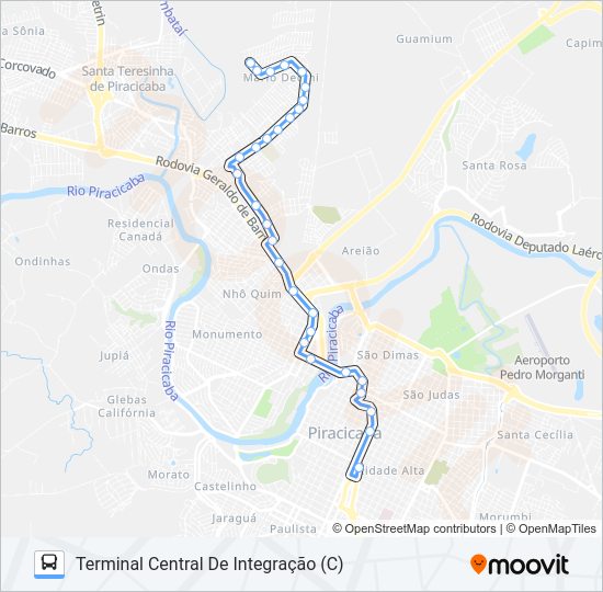 Mapa da linha 124 JARDIM GILDA de ônibus