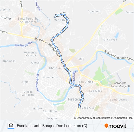 Mapa da linha 124 JARDIM GILDA de ônibus
