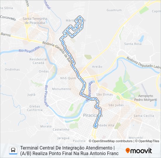 Mapa da linha 120 MÁRIO DEDINI de ônibus