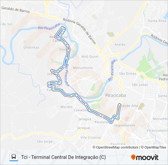 Mapa da linha 701 JARDIM JUPIÁ VIA AVENIDA DR. PAULO DE MORAES de ônibus
