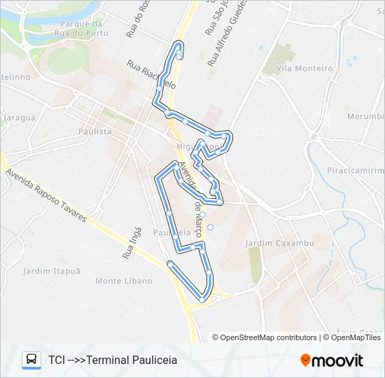 312 HIGIENÓPOLIS - TCI / TPA Bus Line Map