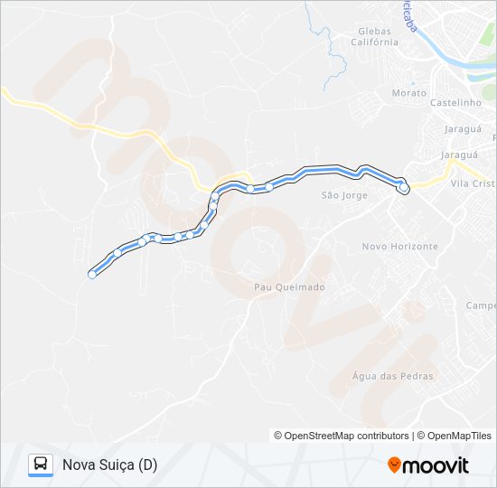 Mapa da linha 816 NOVA SUÍÇA / TSJ de ônibus