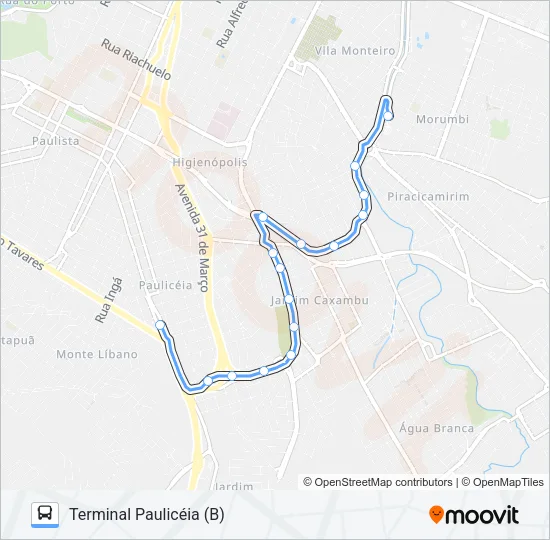 1100 PERIMETRAL - TPA / TPI / TVS Bus Line Map