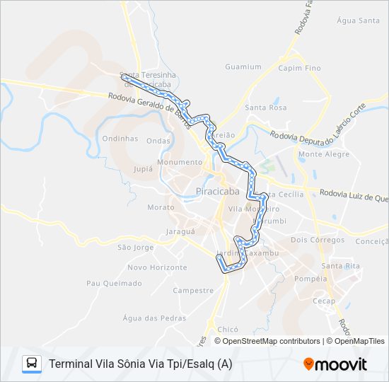 Mapa da linha 1100 PERIMETRAL - TPA / TPI / TVS de ônibus
