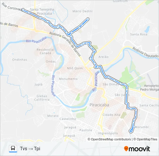 1100 PERIMETRAL - TPA / TPI / TVS Bus Line Map
