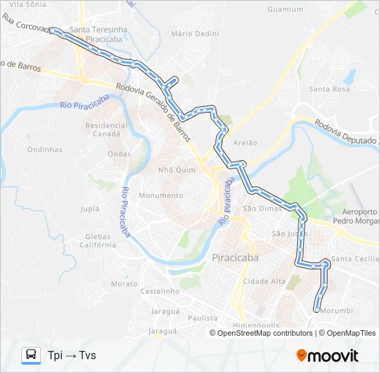 1100 PERIMETRAL - TPA / TPI / TVS Bus Line Map