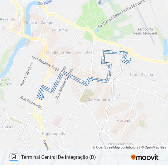 Mapa da linha 203 NOIVA DA COLINA VIA VILA MONTEIRO de ônibus
