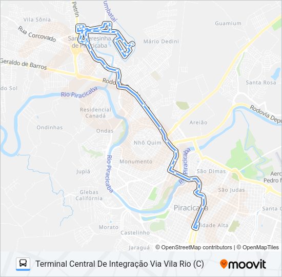 Mapa da linha 406 BESSY / TCI de ônibus