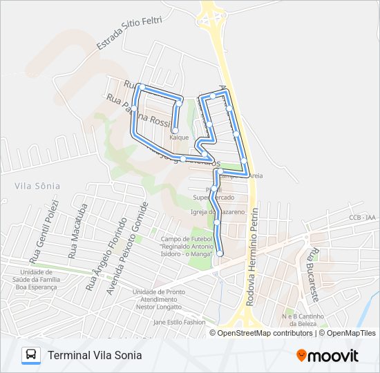 Mapa da linha 410 PARQUE ORLANDA / TVS de ônibus