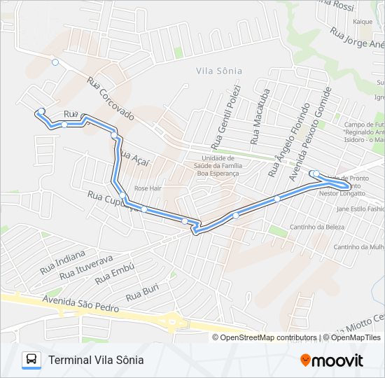 Mapa da linha 407 BOA ESPERANÇA VIA AV. EUCLIDES DE FIGUEIREDO de ônibus