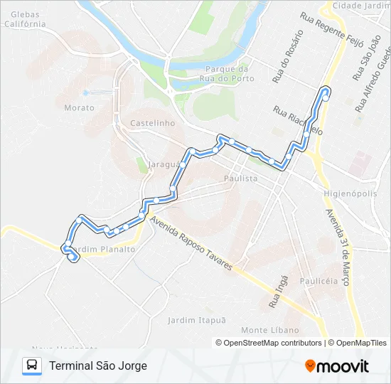 802 SÃO JORGE VIA JARDIM PLANALTO Bus Line Map