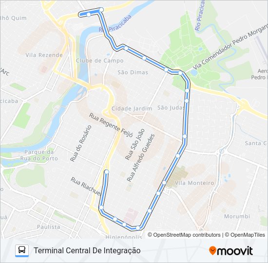 Mapa da linha 002 PANORÂMICA de ônibus