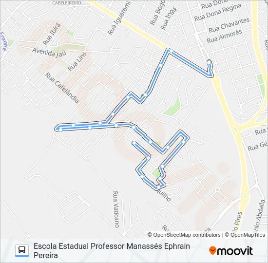 304 MONTE LÍBANO VIA RUA JOÃO GIMENEZ Bus Line Map