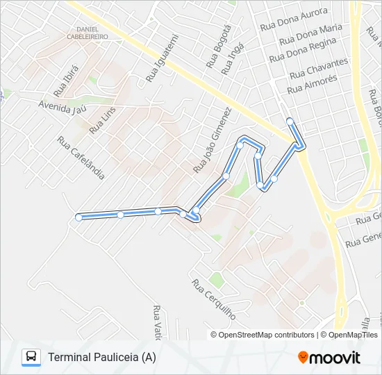 304 MONTE LÍBANO VIA RUA JOÃO GIMENEZ Bus Line Map