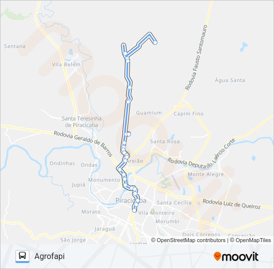 Mapa da linha 119 GODINHOS de ônibus