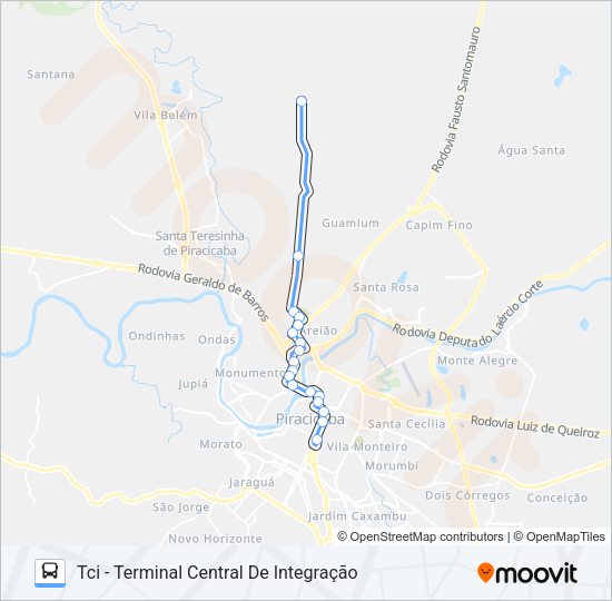 Mapa da linha 119 GODINHOS de ônibus