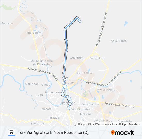 Mapa da linha 119 GODINHOS de ônibus