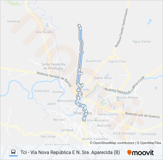 Mapa da linha 119 GODINHOS de ônibus