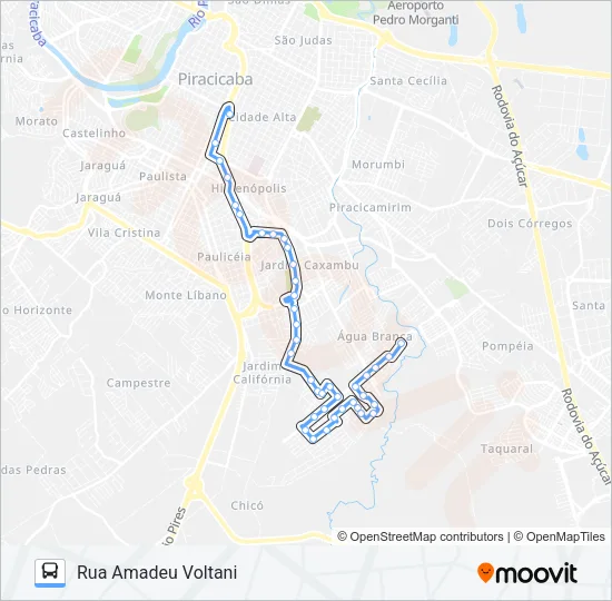 222 JARDIM ORIENTE / CENTRO Bus Line Map
