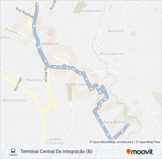 Mapa da linha 222 JARDIM ORIENTE / CENTRO de ônibus