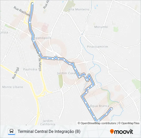 222 JARDIM ORIENTE / CENTRO Bus Line Map