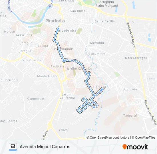 222 JARDIM ORIENTE / CENTRO Bus Line Map