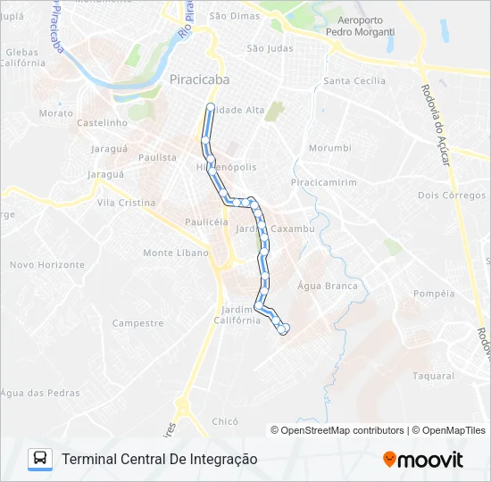 222 JARDIM ORIENTE / CENTRO Bus Line Map
