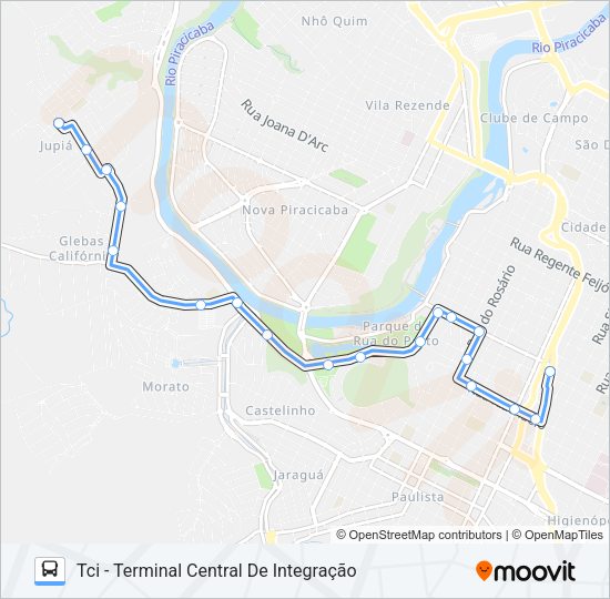 Mapa da linha 702 JARDIM JUPIÁ VIA CENTRO CÍVICO de ônibus