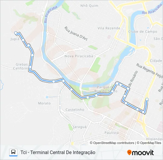 702 JARDIM JUPIÁ VIA CENTRO CÍVICO Bus Line Map