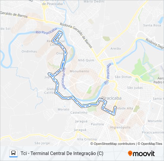 Mapa da linha 702 JARDIM JUPIÁ VIA CENTRO CÍVICO de ônibus