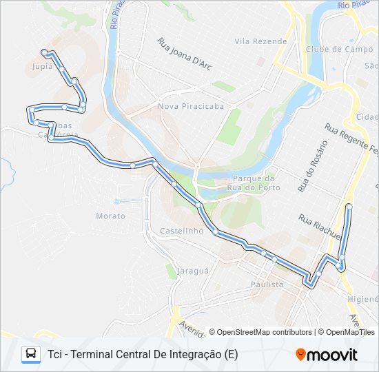Mapa da linha 702 JARDIM JUPIÁ VIA CENTRO CÍVICO de ônibus