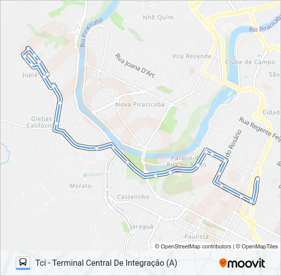 702 JARDIM JUPIÁ VIA CENTRO CÍVICO Bus Line Map